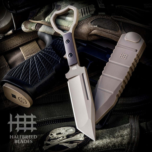 Halfbreed Blades CCK-02 Dark Earth Compact Clearance Knife K110/D2 1