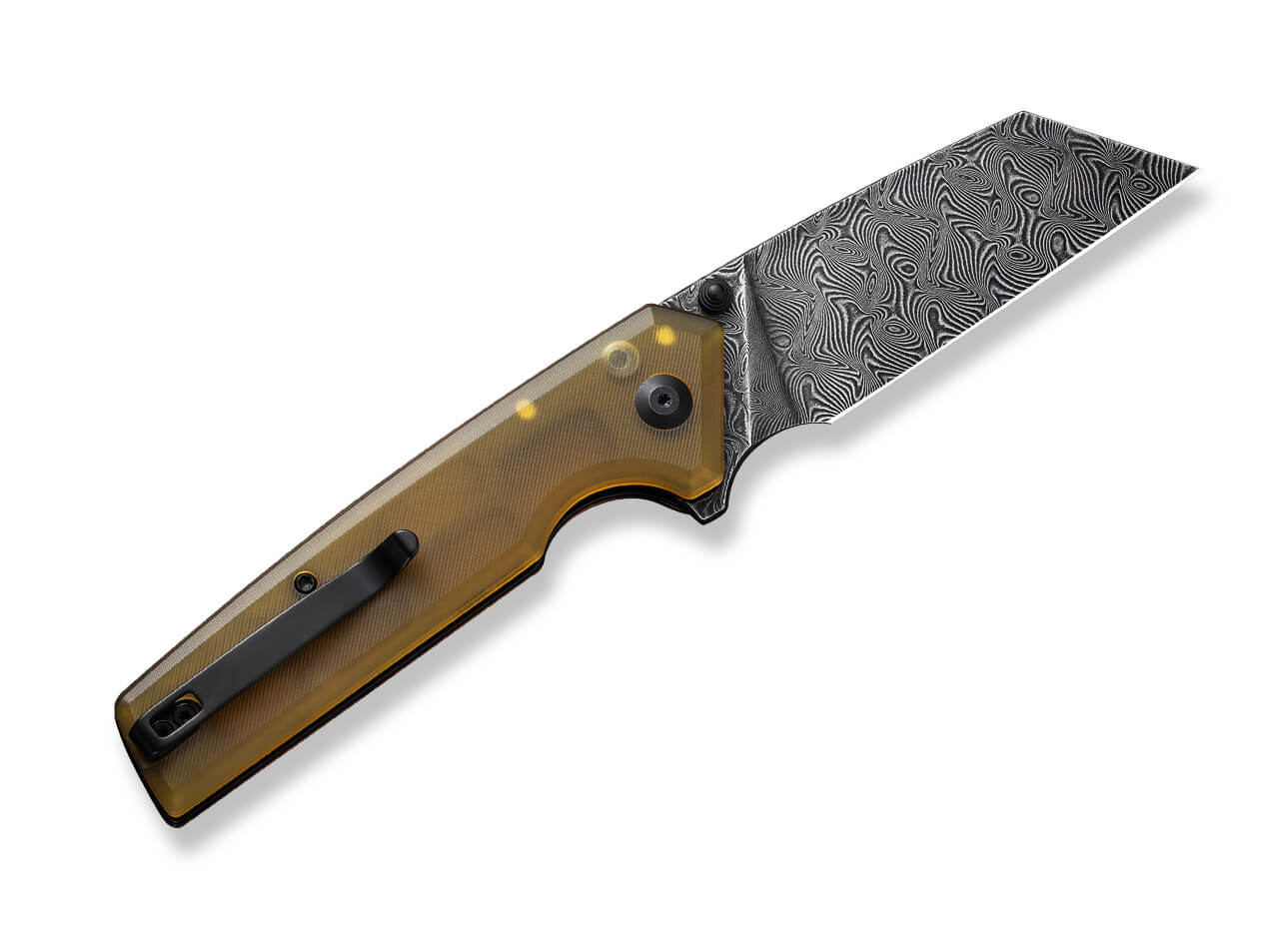 CIVIVI Knives - Amirite 4 Reverse Tanto Ultem Amber Damascus 2