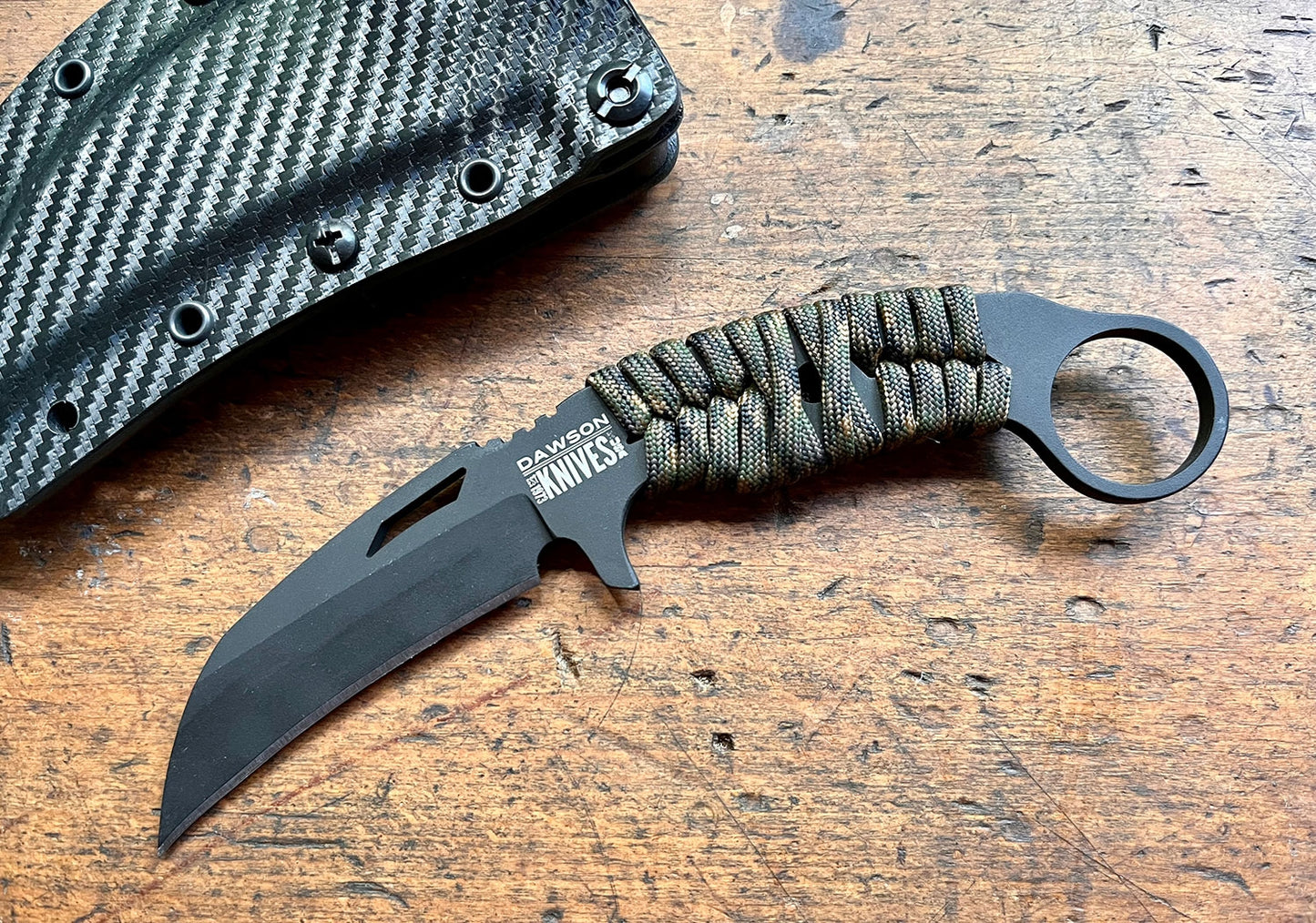 Dawson Knives Fourth Watch Black, Forest Camo, Magnacut