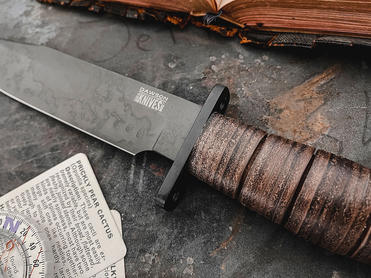 Dawson Knives- War Dog - LIMITED EDITION - Apocalypse Black, CPM-Magnacut, Brown Leather 2