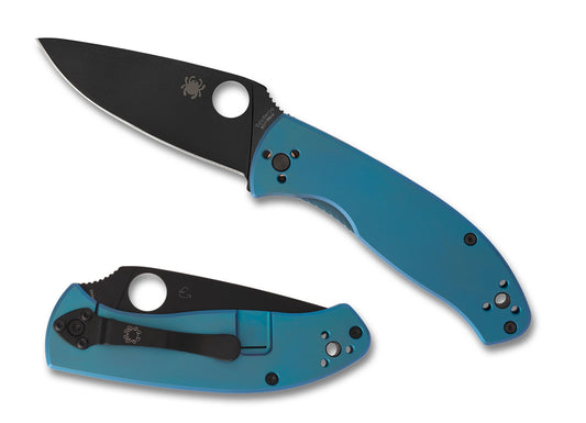 Spyderco C122TIBLBKP Tenacious Blue Titan, Black