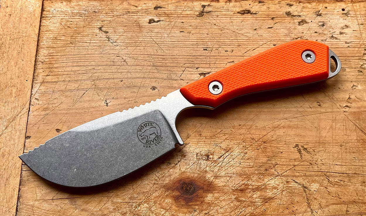 White River M1 Skinner, Orange G10, CPM-S35V