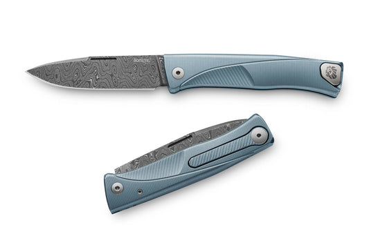 LionSteel Thrill Damascus - Blue / Damascus Scrambled 1