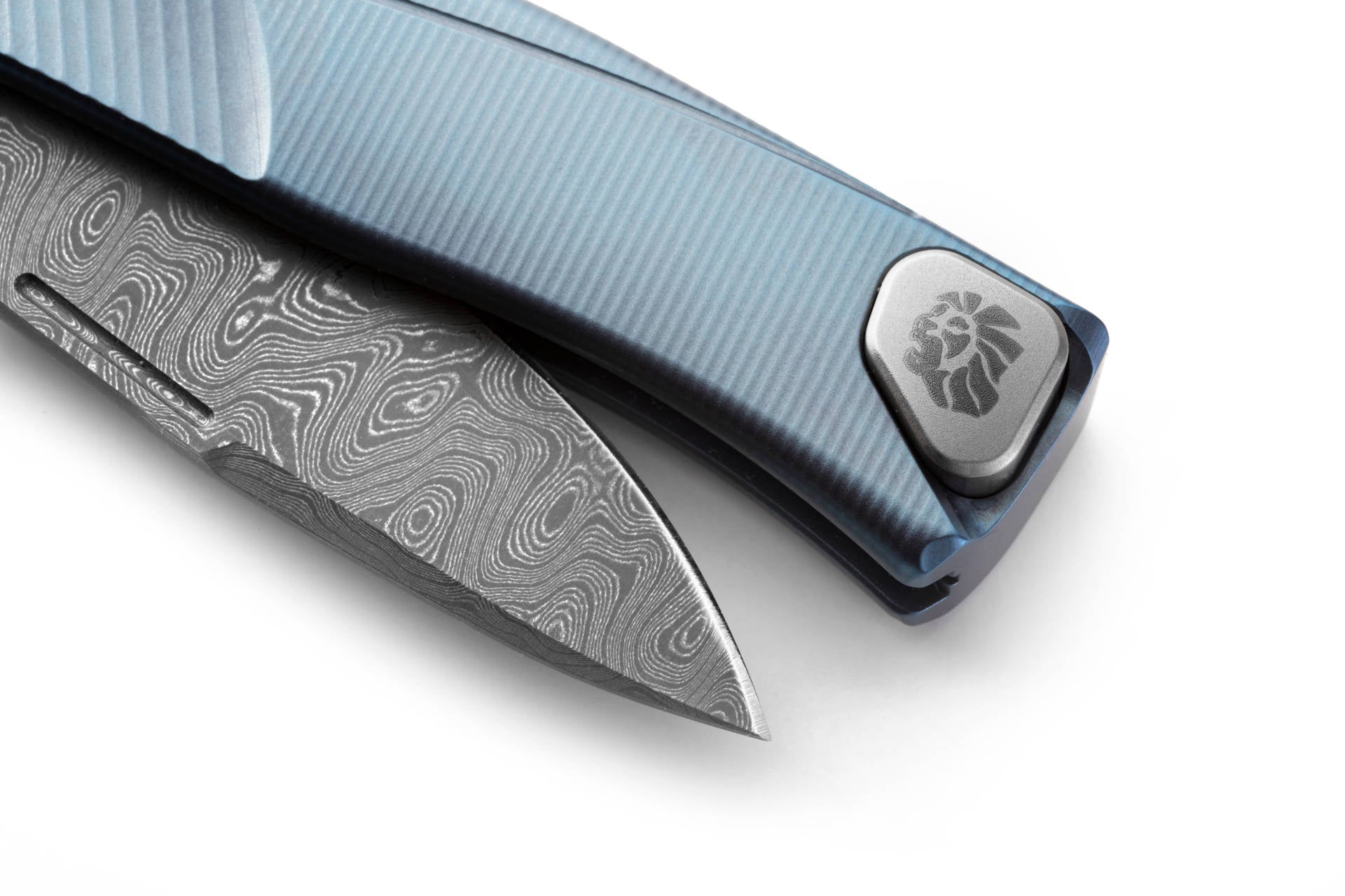 LionSteel Thrill Damascus - Blue / Damascus Scrambled 5